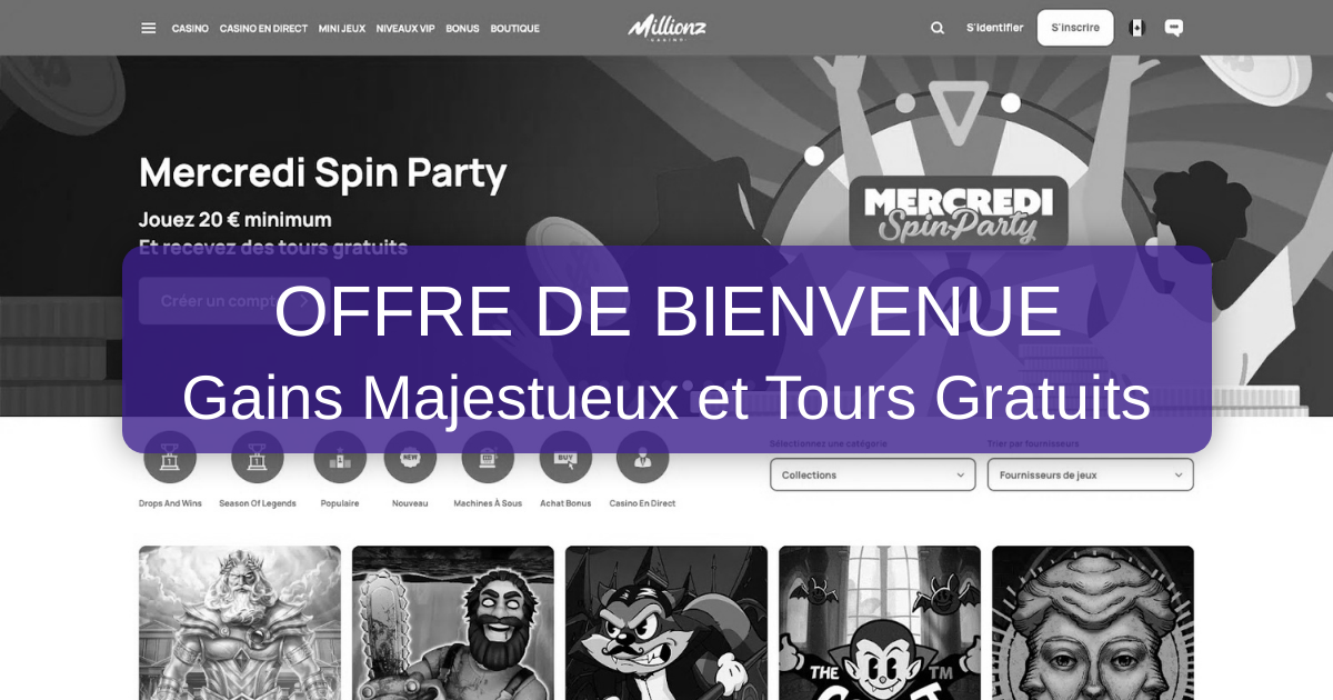 Millionz Casino et son bonus de bienvenue jusqu’à 500 €